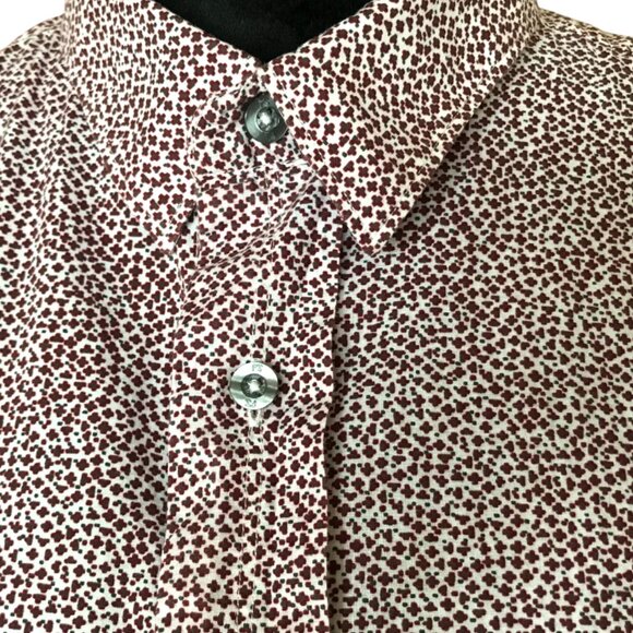 Paul Smith Vintage Shirt: Tiny Print Short Sleeve Button-Down, Magenta Cream L - Picture 3 of 10